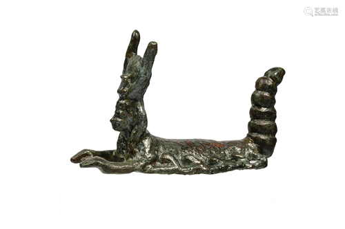 An Egyptian Bronze Scorpion Deity Height 1 1/4 inches.