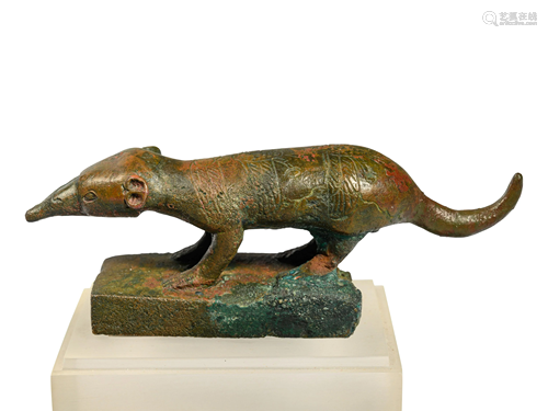 An Egyptian Bronze Ichneumon Height 1 3/4 inches.