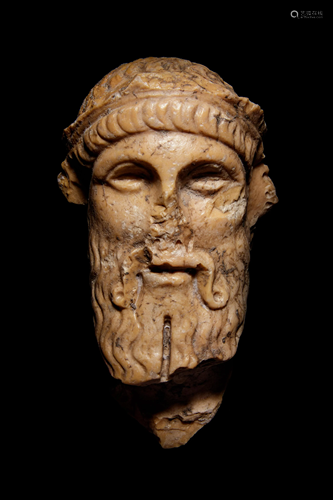 A Roman Giallo Antico Marble Herm Head of Dionysos