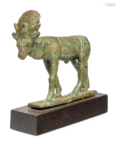 An Egyptian Bronze Apis Bull Height 2 5/8 inches.