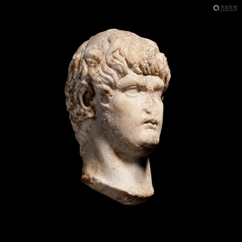 A Roman Marble Portrait of the Emperor Nero Height 6