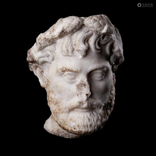 A Roman Marble Portrait Head of Herodes Atticus Height