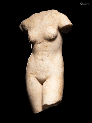 A Roman Marble Torso of Venus Height 5 1/2 inches.