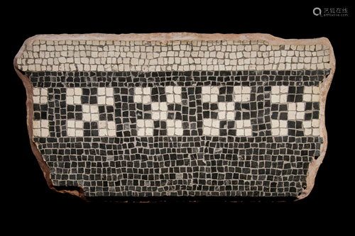 A Roman Mosaic Fragment Panel Height 12 1/2 x width 24