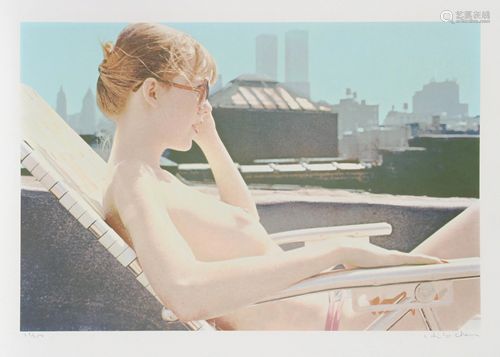 Hilo Chen, Roof-top Sunbather , Screenprint on Somerset