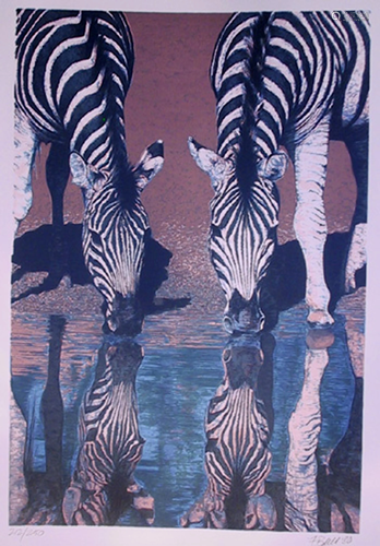 Fran Bull, Zebras, Screenprint