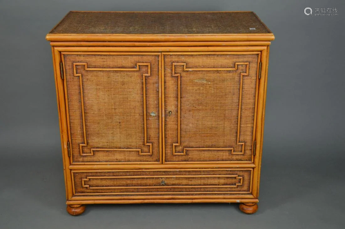 Vintage Rattan Cabinet with Single Drawer at Base,