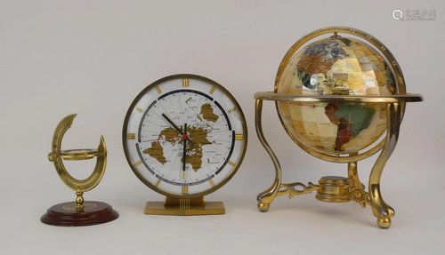 WORLD TRAVEL GROUPING OF GLOBE, COMPASS & CLOCK - 20th