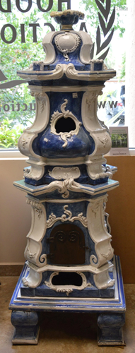 Antique French Terracotta Stove, Painted Blue with