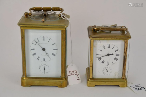 TWO BRASS CARRIAGE CLOCKS - Includes a Favre-Leuba