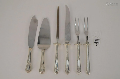 SIX STERLING HANDLED SERVING PIECES - Each features a