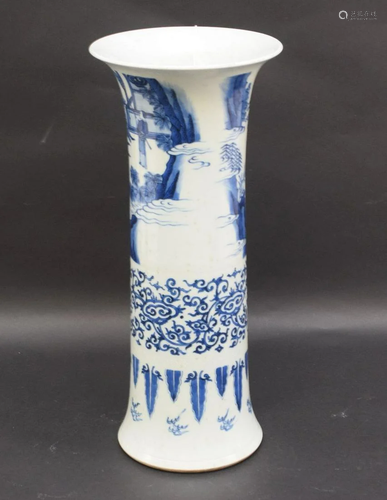 CHINESE BLUE & WHITE PORCELAIN BEAKER VASE - Blue