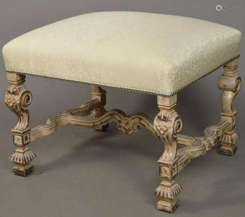 Upholstered Single Seat Bench, with cream-colored