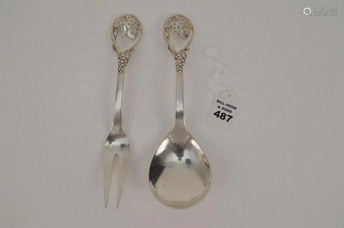 WHITING STERLING 2PC SALD SET GRAPE MOTIF - Sterling