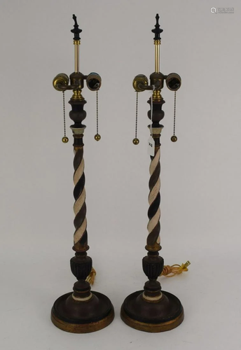 PAIR OF CARVED GILTWOOD CANDLESTICKS NOW ELECTRIFIED AS