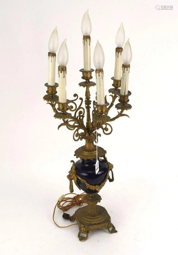 ANTIQUE FRENCH GILT BRONZE SIX-LIGHT CANDELABRA, now