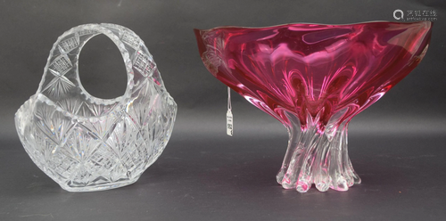 ED BRANSON RUBY ART GLASS CENTERBOWL & GALWAY CR…