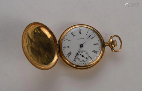 Antique 14K Yellow Gold Waltham Mass Pocket Watch. 7