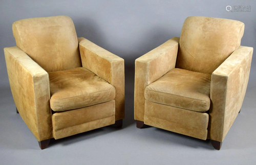 Pair Suede Arm Chairs. 31