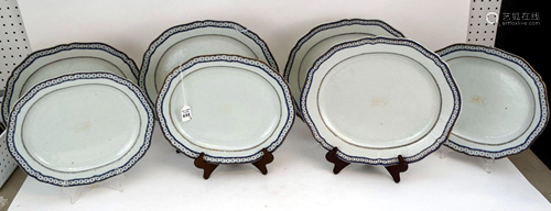 7PCS ANTIQUE CHINESE EXPORT PORCELAIN OVAL PLATTERS -