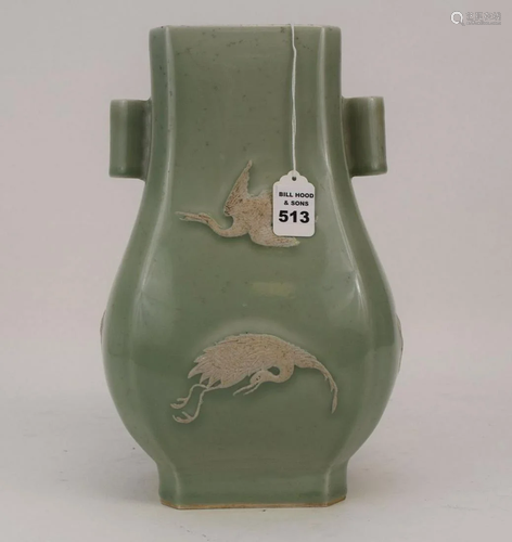 CHINESE CELADON PORCELAIN HU FORM VASE - Celado…