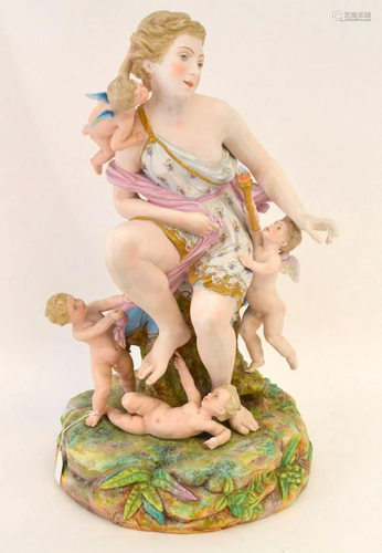 MONUMENTAL GERMAN BISQUE FIGURAL GROUP. Classical