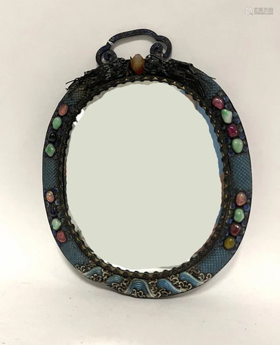 ANTIQUE CHINESE SILVER ENAMEL ROUND MIRROR - Features