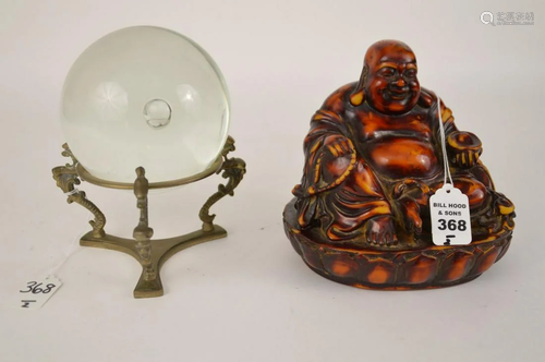 COMPOSITION BUDDHA WITH GLASS BALL ON STAND - Buddha 7