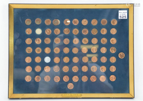 FRAMED AMERICAN PENNY DISPLAY 1900-1971 - Framed