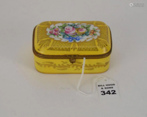 ANTIQUE FRENCH HAND-PAINTED LIMOGES PORCELAIN BOX -