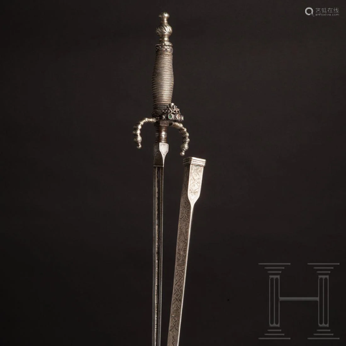 A Venetian silver-mounted dagger, dated 1767