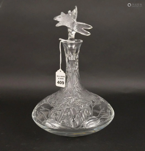 LALIQUE CRYSTAL DRAGONFLY DECANTER - Lalique France