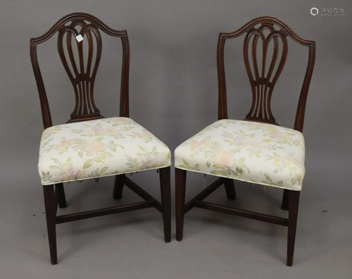 Pr. Antique Mahogany Chippendale side chairs, Back