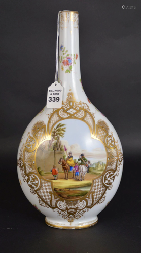 GERMAN PORCELAIN VASE - Featuring hand-painted scene of