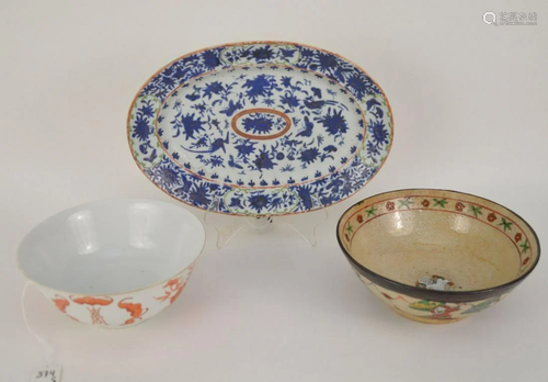 THREE CHINESE PORCELAIN ARTICLES - Grouping includes: