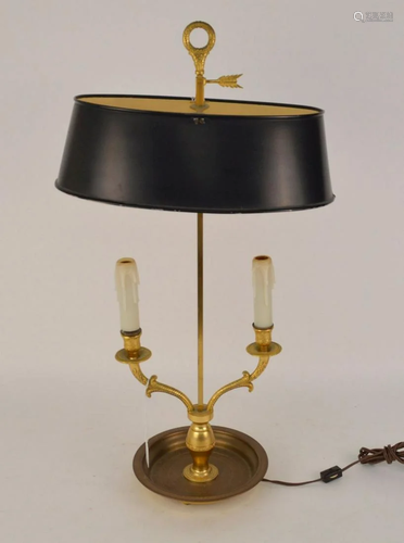 FRENCH BRONZE BOUILLOTEE LAMP - Gilt bronze two-light