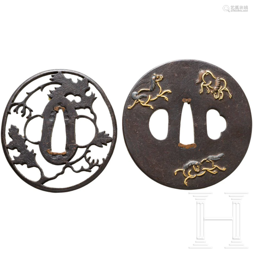 Two Japanese tsuba, Edo/Meiji period