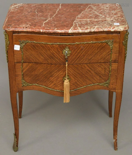 A Louis XV Style Side Cabinet with Marble Top, Early