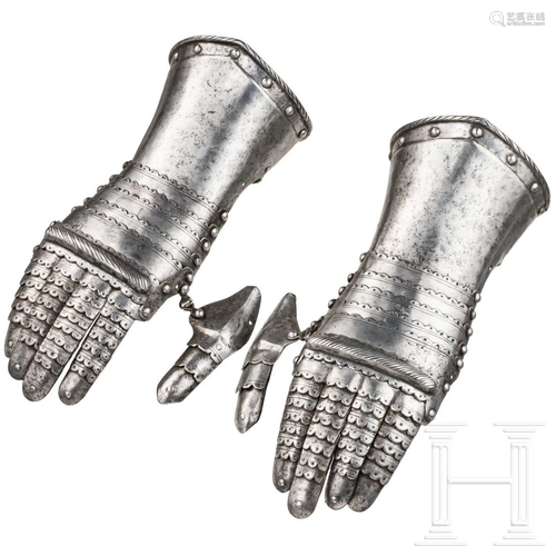 A pair of Italian iron gauntlets, circa 1560