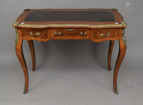 A Louis XV Style Bureau Plat, 20th Century, With black