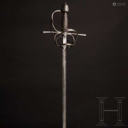 A German silver-inlaid rapier, circa 1600