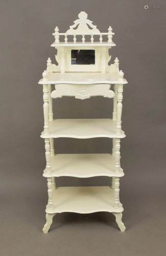 Antique Victorian style painted white etagere. 58 tall