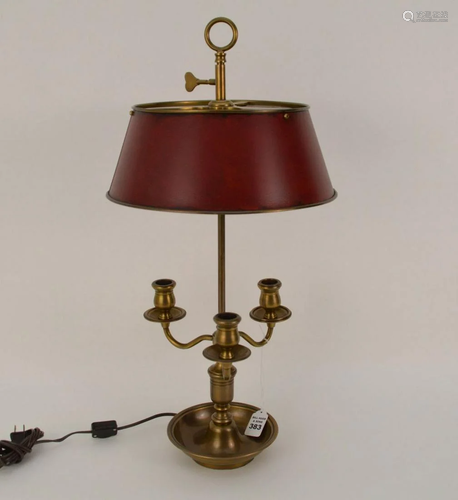 FRENCH PAINTED BRASS BOUILLOTTE LAMP - Burgundy painted