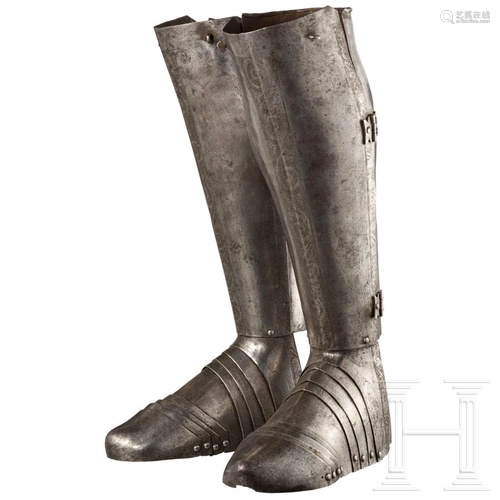 A pair of German greaves, circa 1550 or later