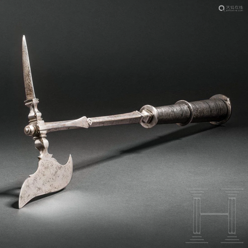 A German horsemanâ€™s axe, presumably Saxon, circa 1580