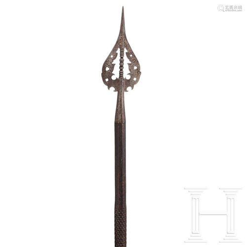 A German hunting spear with pierced and etched tip,