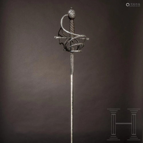 A distinguished German deluxe rapier with silver-inlaid