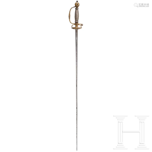 A French chiselled gallantry sword with gold inlays,