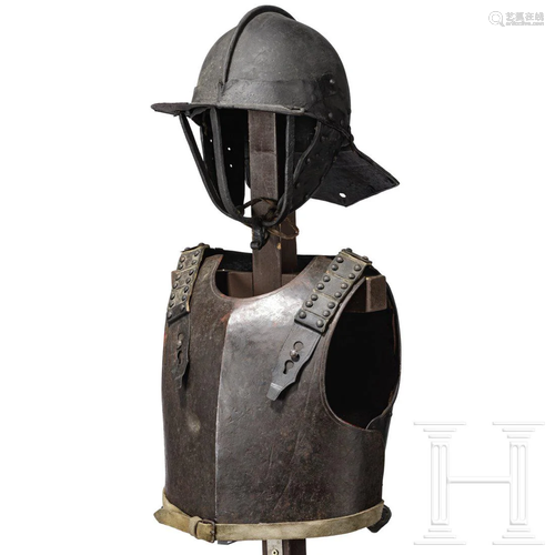 An English helmet and cuirass, mid-17th century