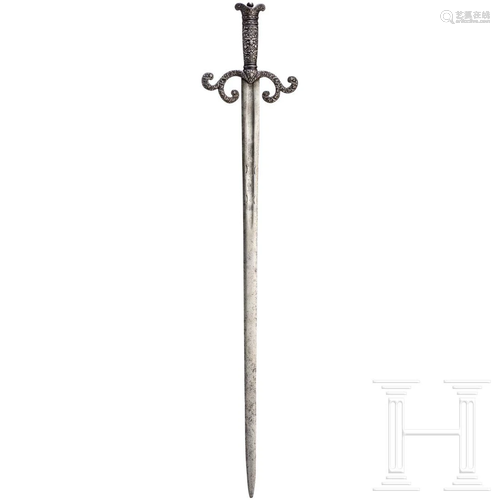 A South German silver-damascened town sword, circa 1620